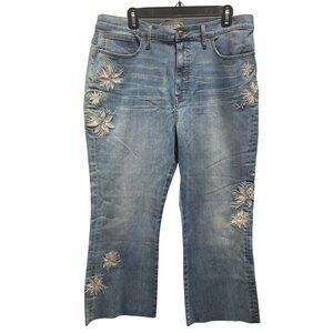 J.Crew point sur Womens Floral Embroidered Bootcut Jeans Size 16